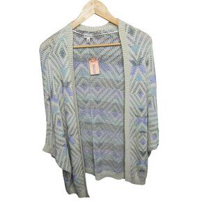 NWT Mudd Women's Cardigan Size Medium Boho Southwestern Cottagecore Crochet Open